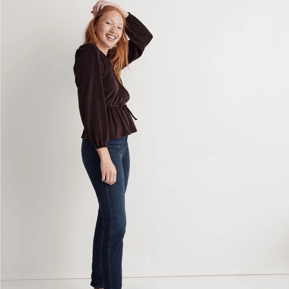 Madewell Corduroy Tie-Front Faux-Wrap Top - Picture 3 of 13